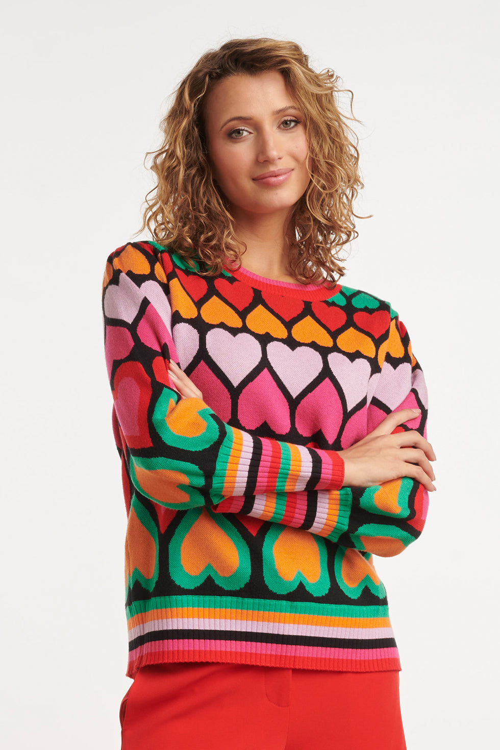 24900 Multi Gebriede Top Met Hartjesprint | Muticolour