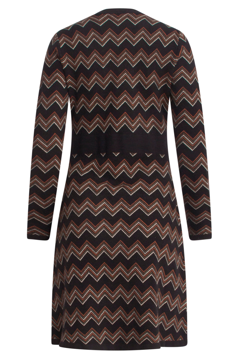 24902 Multicolour Gebreide Zigzagprint Gebreide Jurk | Black - Brown
