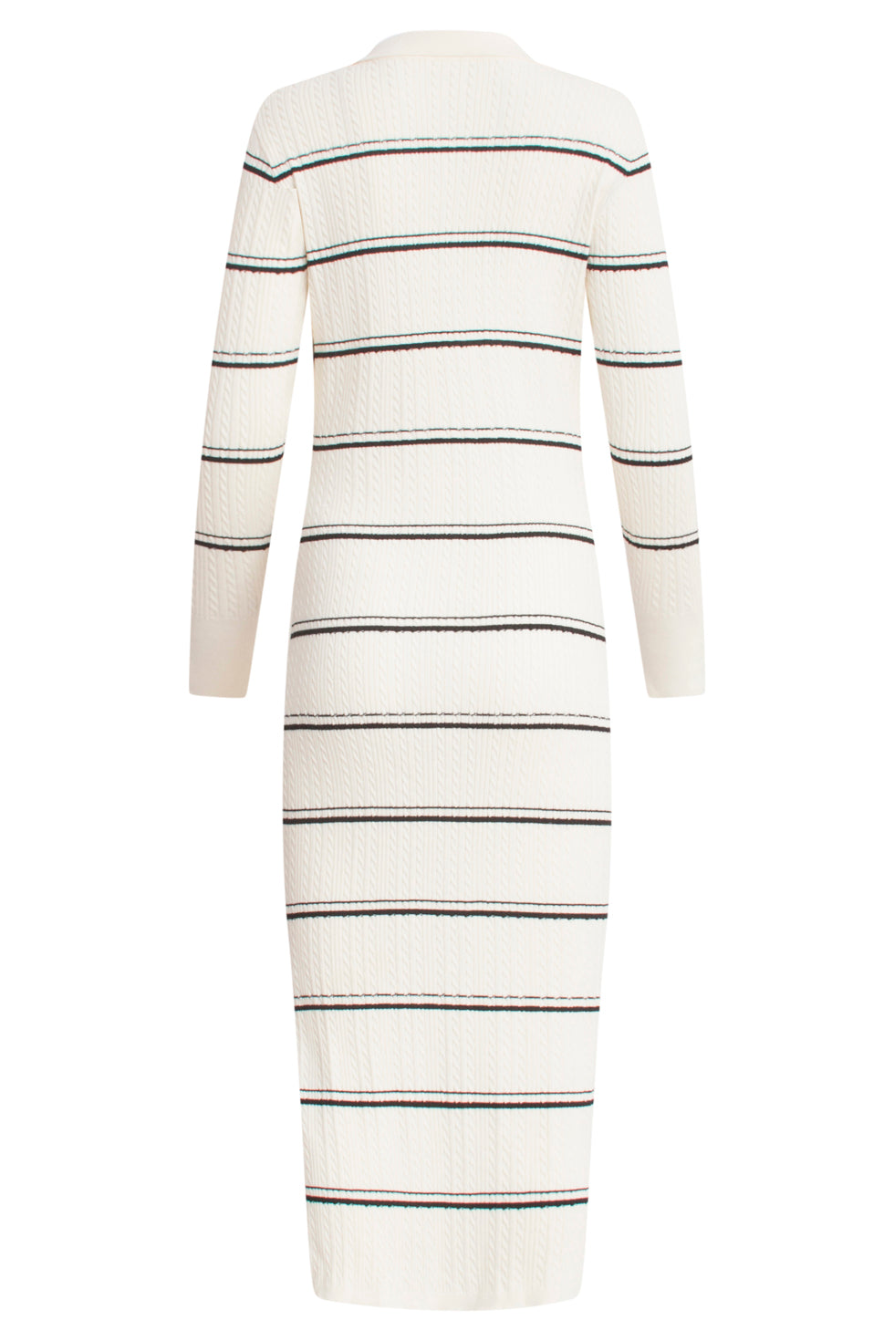 24908 Midi Jurk Met Geribbelde HalslijnStreepstructuur | Black White