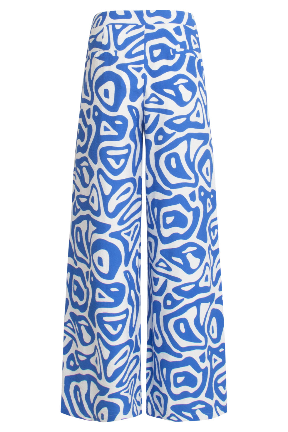 25004 Wijde Broek Met Te Abstracte Print | Cobalt Blue-White