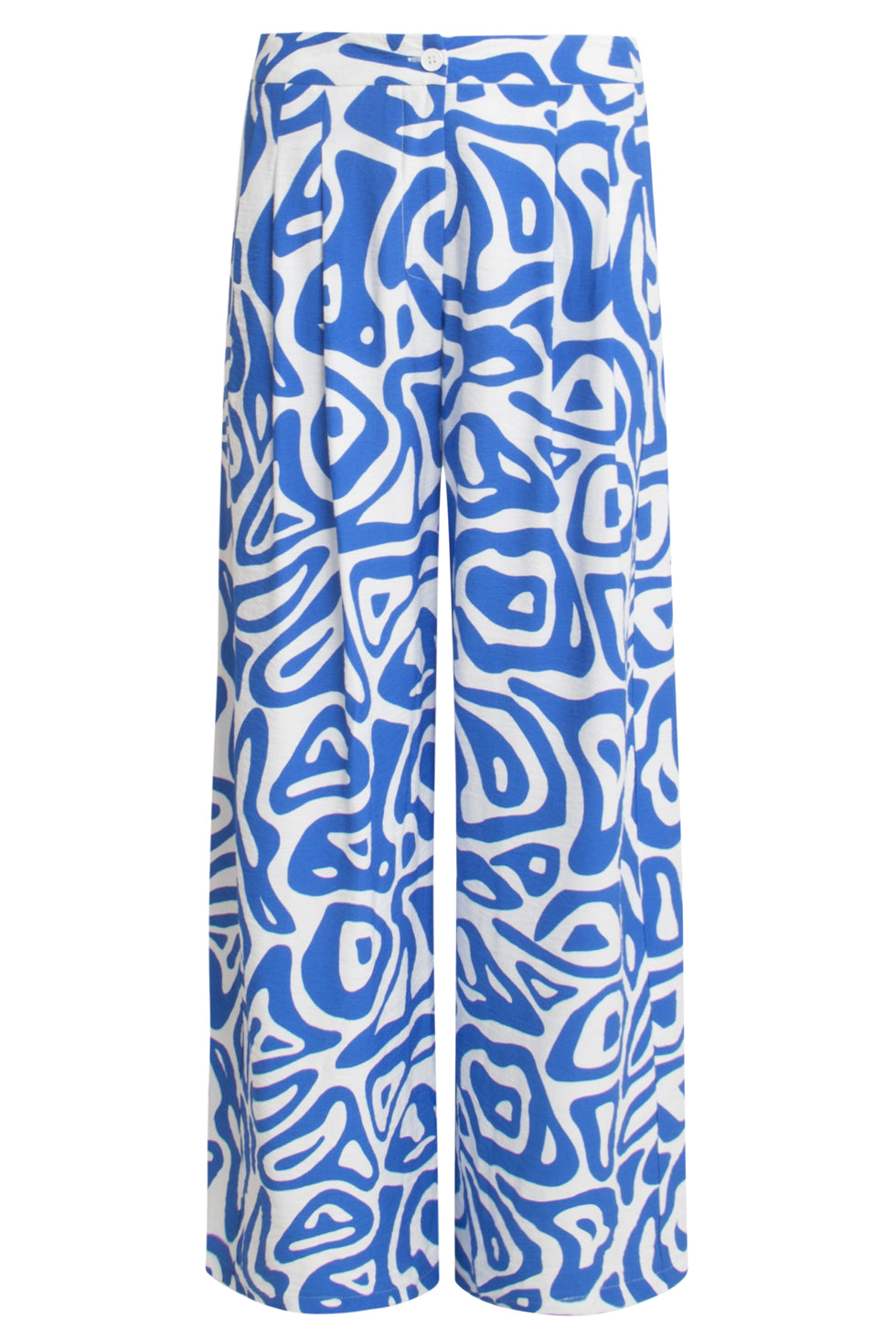 25004 Wijde Broek Met Te Abstracte Print | Cobalt - White
