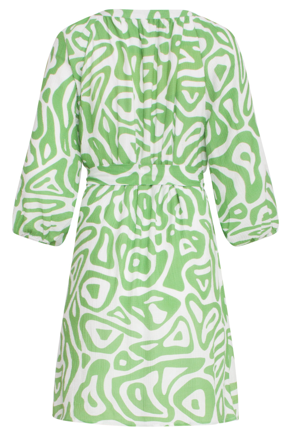 25005 Crinkle Jurk Met Lichtte Abstracte Print | Light Green-White