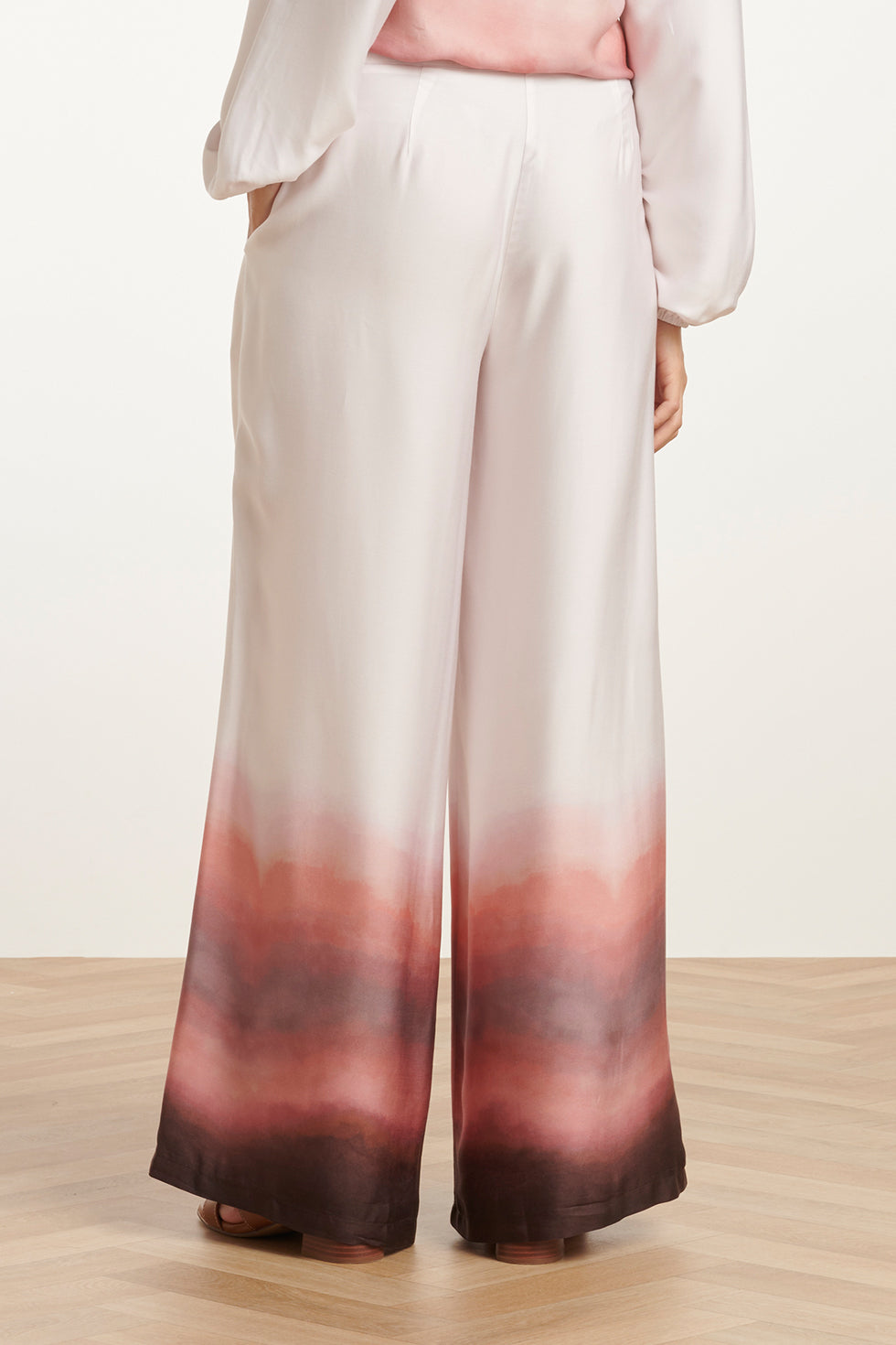 25018 Wide Leg Broekvintage Mauve Ombre | Off White-Old Pink