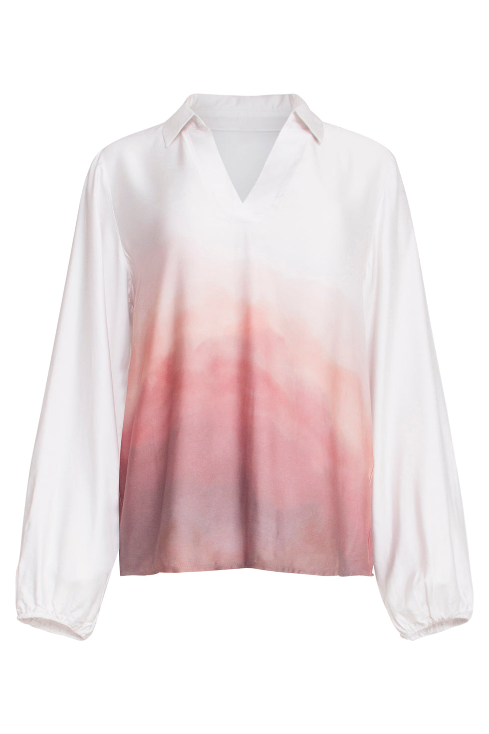 25020 Top Met Kraagvintage Mauve Ombre Print | Off White - Old Pink