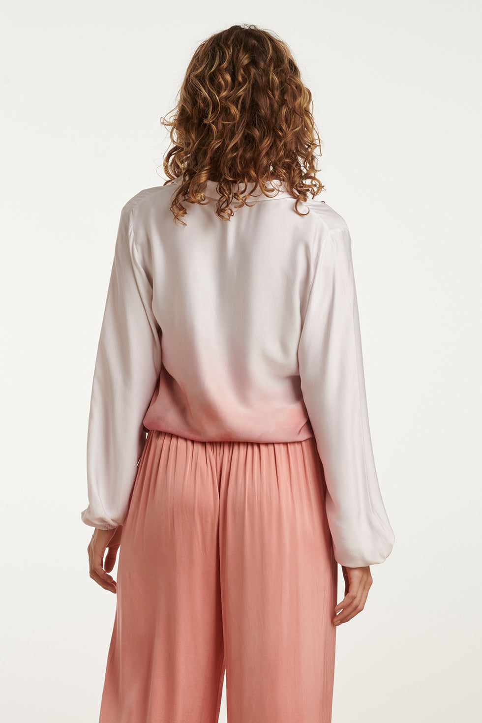 25020 Top Met Kraagvintage Mauve Ombre Print | Off White-Old Pink