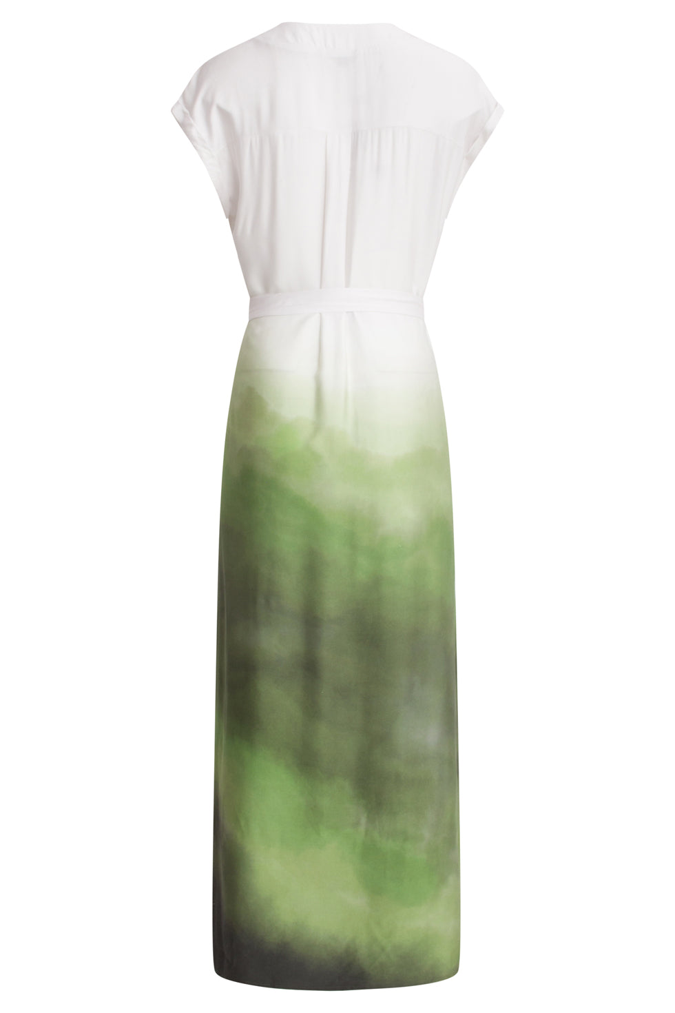 25024 Midi Jurk Met V-Paneelombre Print – | Off White-Light Green