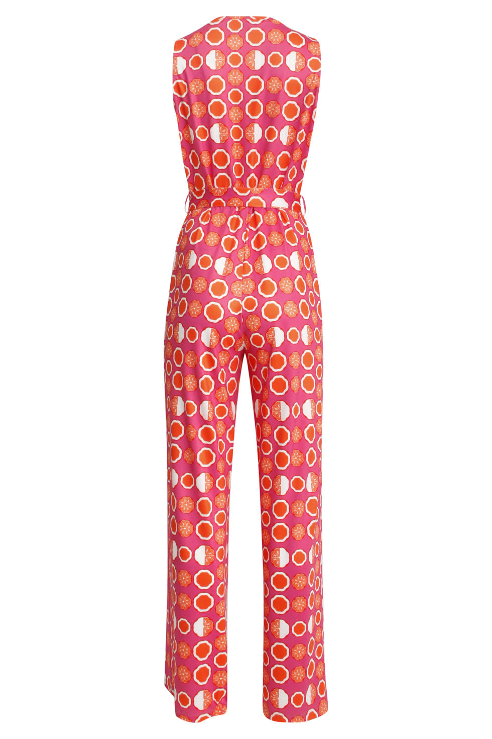 25025 V-Hals Jumpsuit Met Grafische Fruitprint | Pink - Muticolour