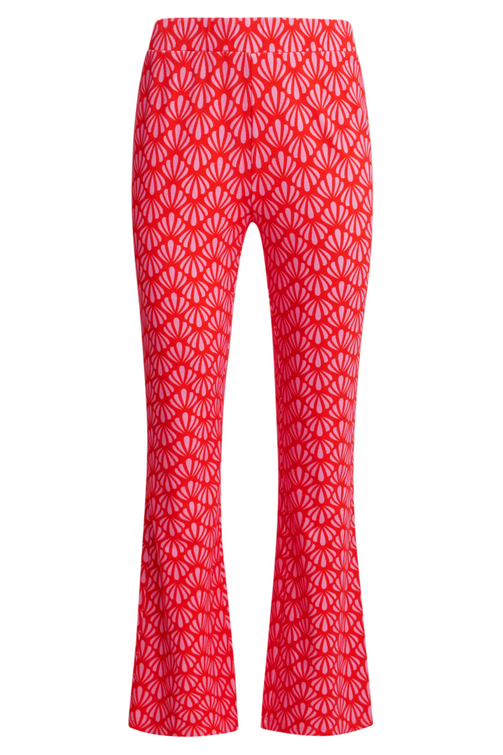 25041 Flared Leggings Met Schelpenprint | Red - Pink