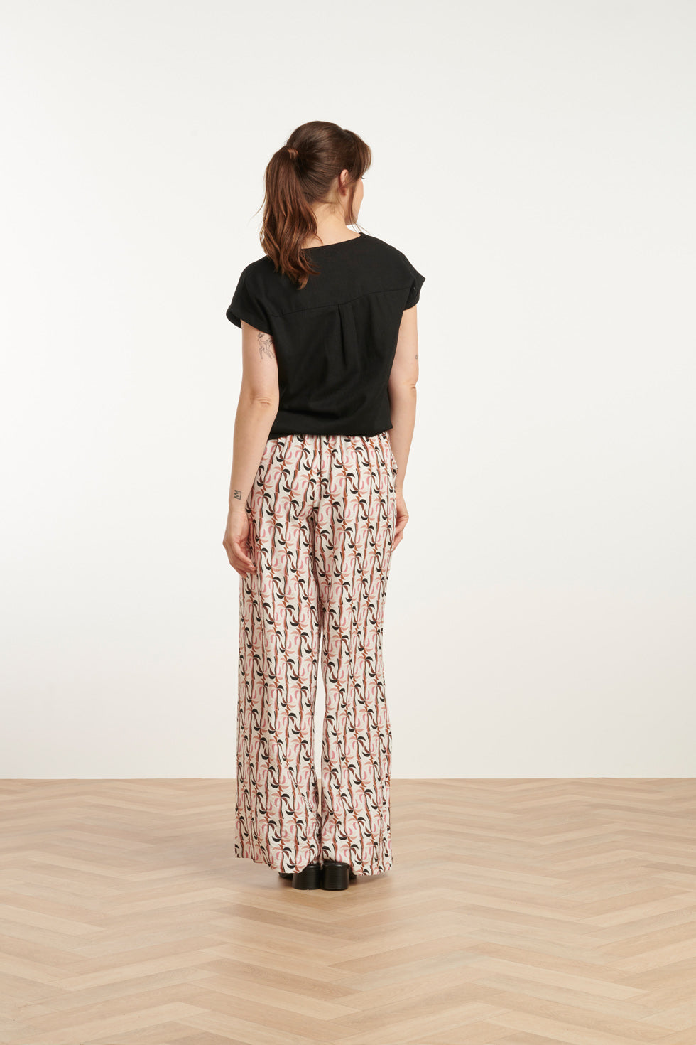 25059 Marocain Broek Met Palmprint | Sand - Muticolour