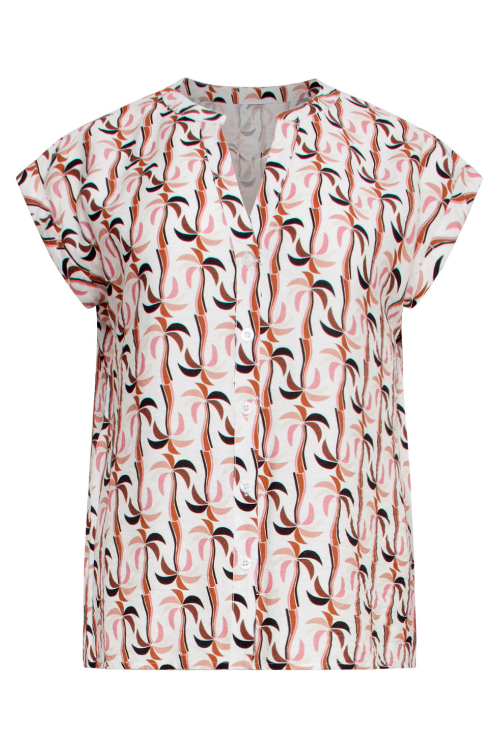 25060 Marocain Top Met Palmprint | Sand - Muticolour