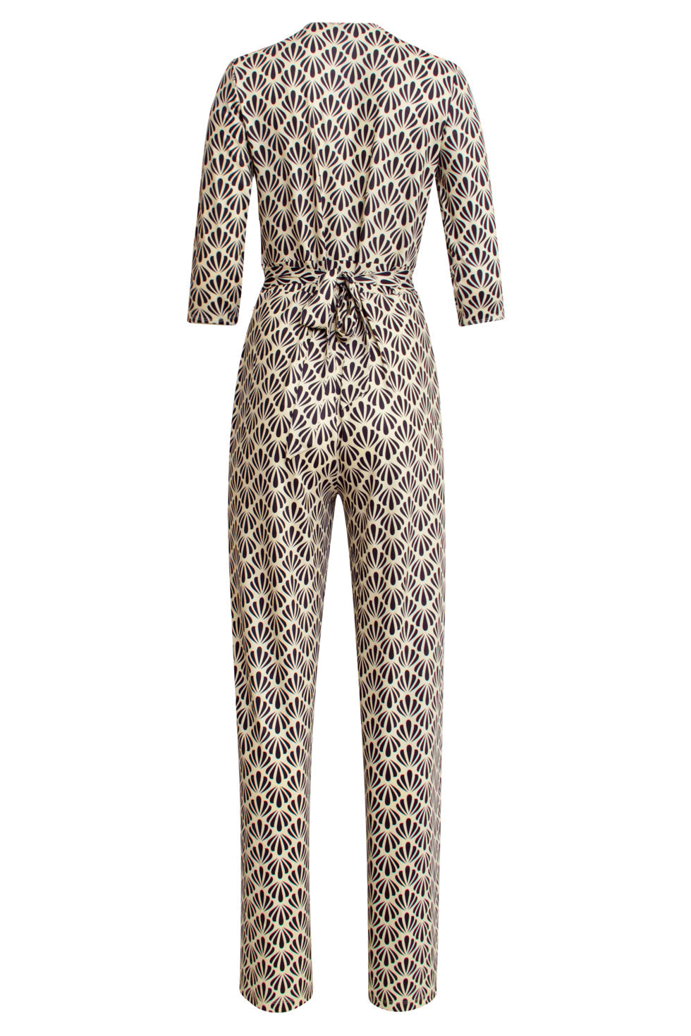 25061 E Jumpsuit Met Schelpenprint | Offwhite-Black