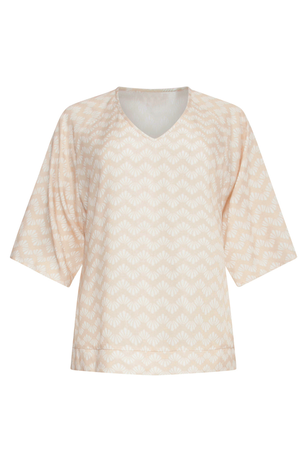 25066 Schelpenprint Top | Sand-White