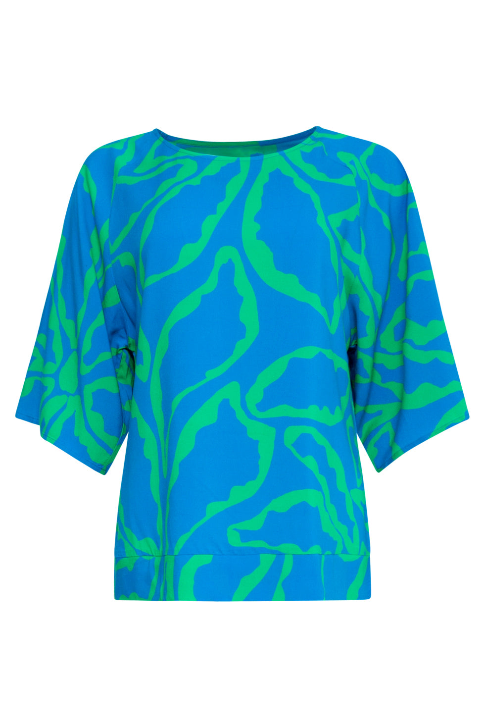 25067 Top Met Grafische Bloemenprint | Cobalt-Green