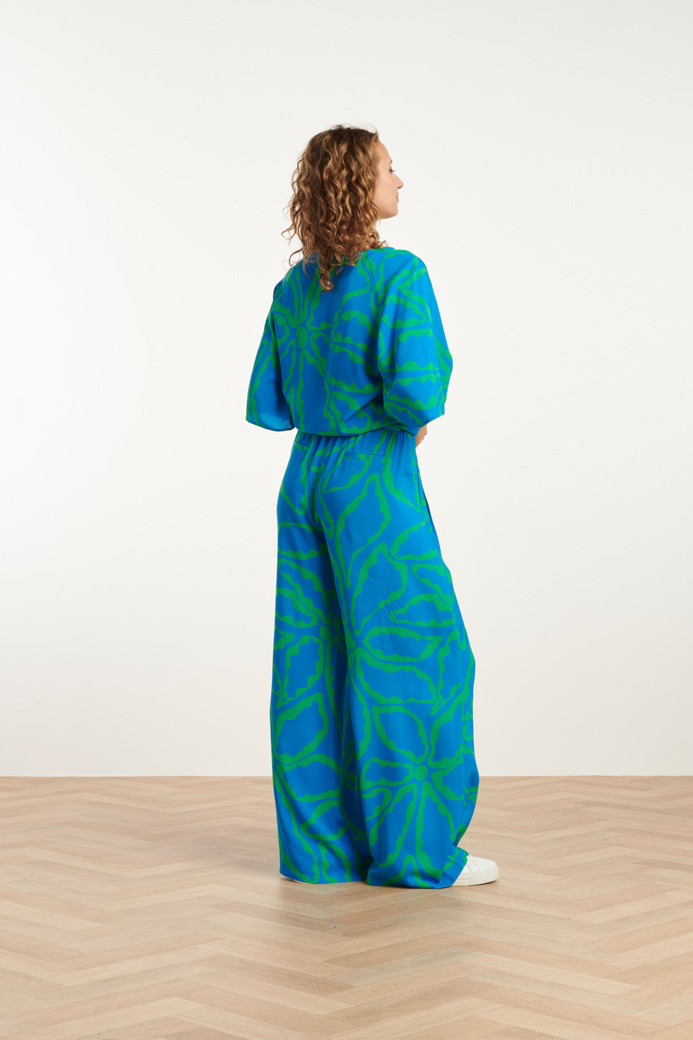 25067 Top Met Grafische Bloemenprint | Cobalt-Green