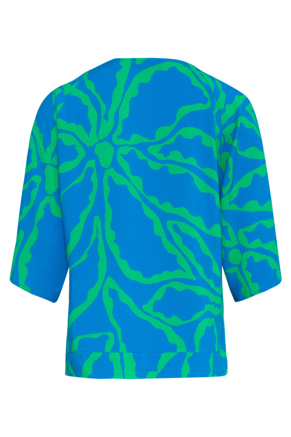 25067 Top Met Grafische Bloemenprint | Cobalt-Green