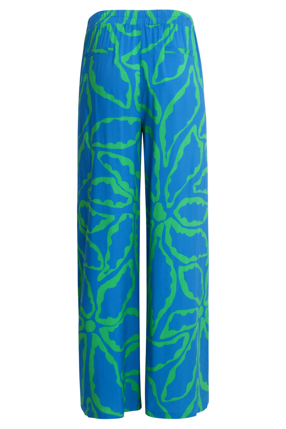 25069 Wijde Broek Met Grafische Bloemenprintfelgras | Cobalt-Green