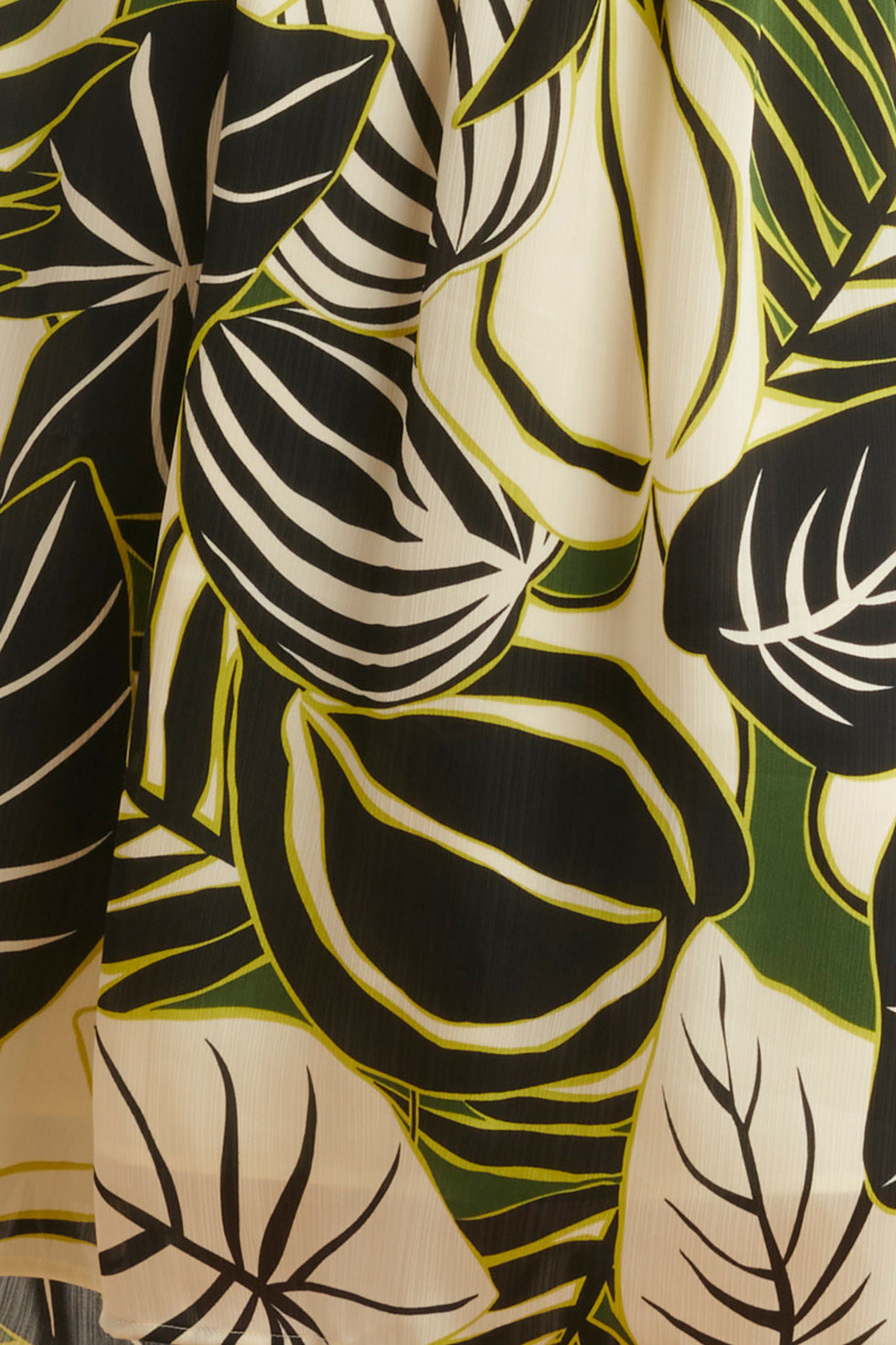 25070 Leaf Print Chiffon Midi Jurk | Green-Multicolour