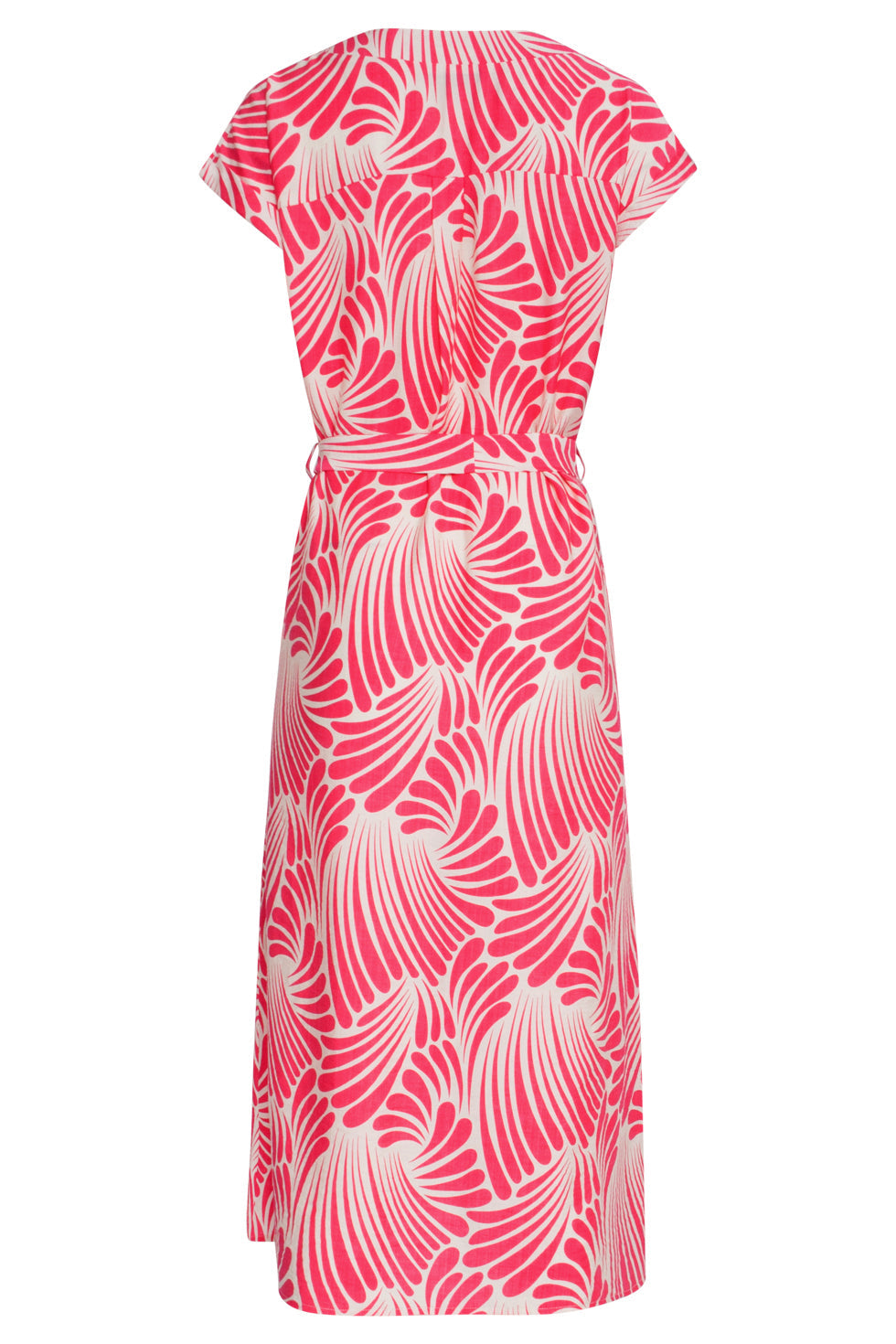 25072 Midi Jurk Met Grafische Print | Pink-White