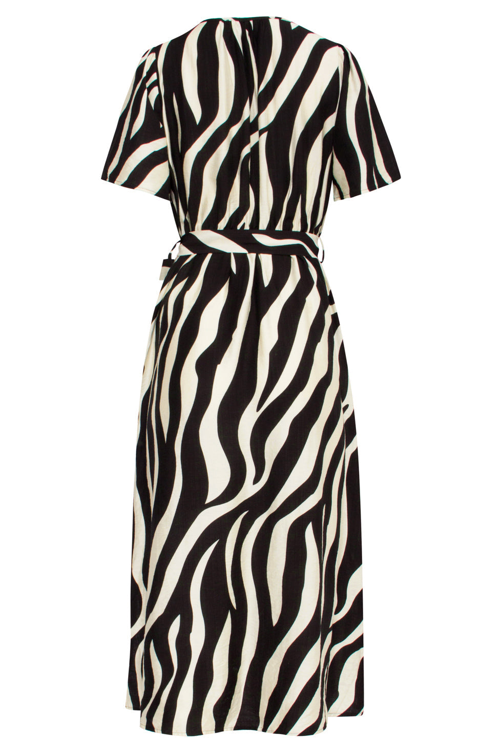 25077 Midi Jurk Met Zebrastijl Print | Offwhite-Black