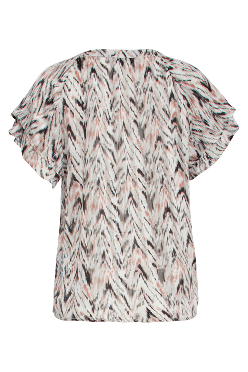 25079 Chiffon Top Met Grafisch Zigzag Print, | Off White - Muticolour