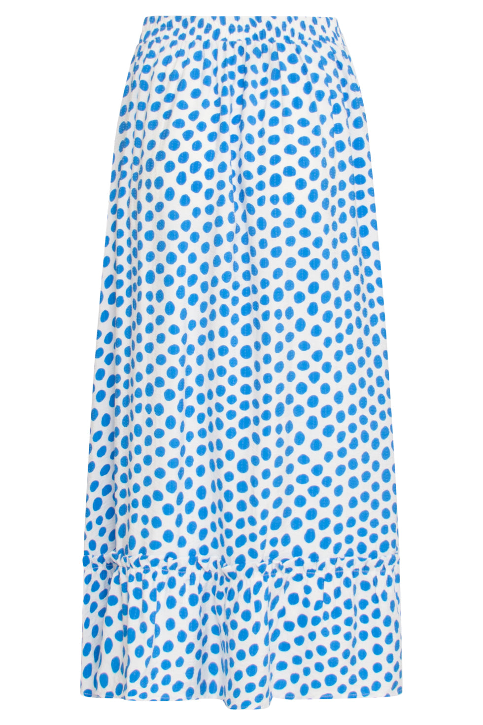 25085 Zomer Maxi Rok Met Polkadots | White - Cobalt