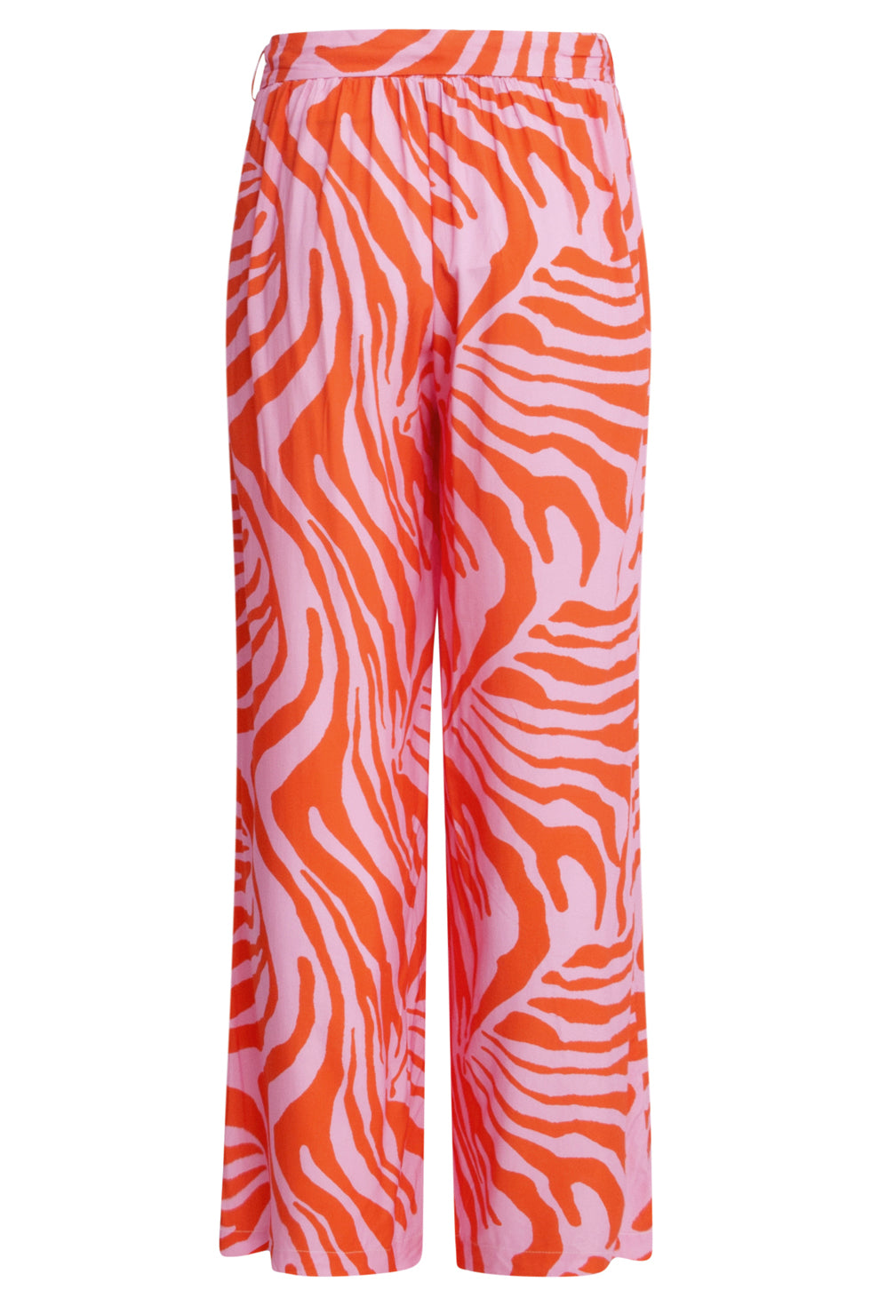 25087 Wide Pants Met Dierenprint | Pink-Orange