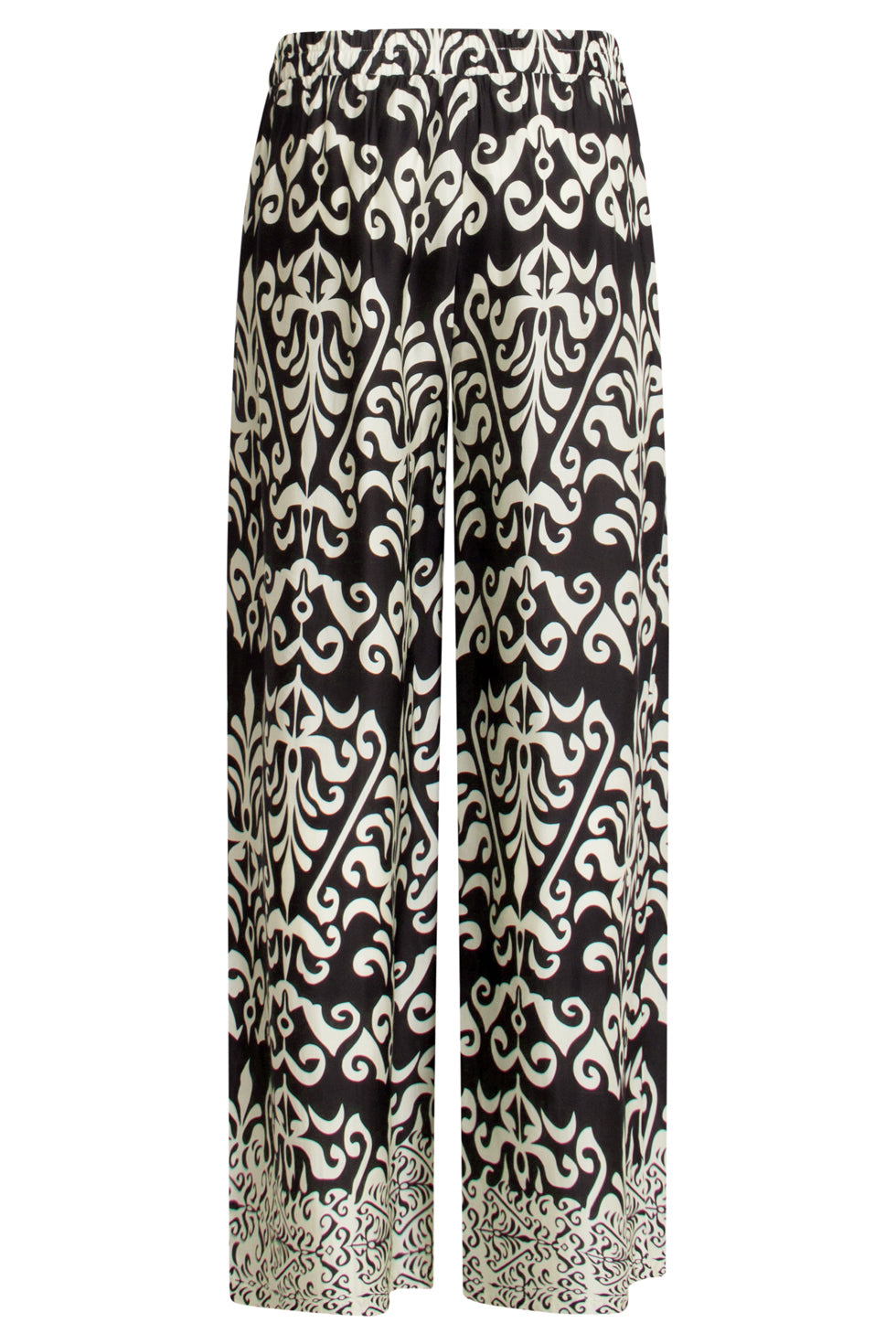 25089 E Te Satijnen Ornamentele Geprinte Broek | Off White - Black