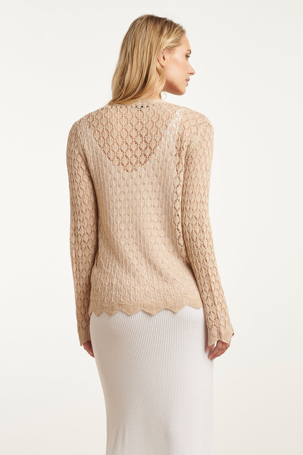 25095 Crochet Gebreide Cardigan | Sand