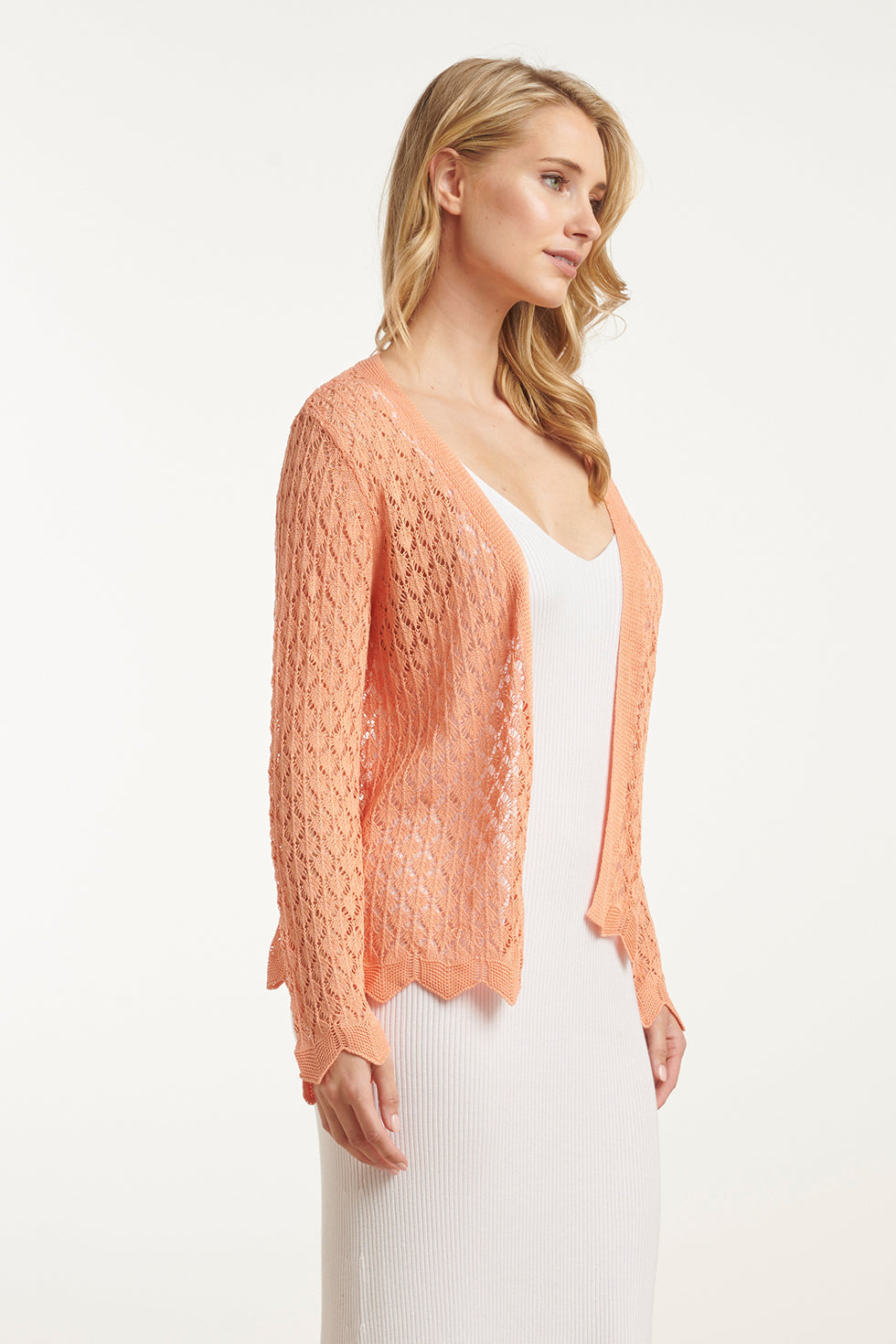 25095 Perzische Crochet Gebreide Cardigan | Peach