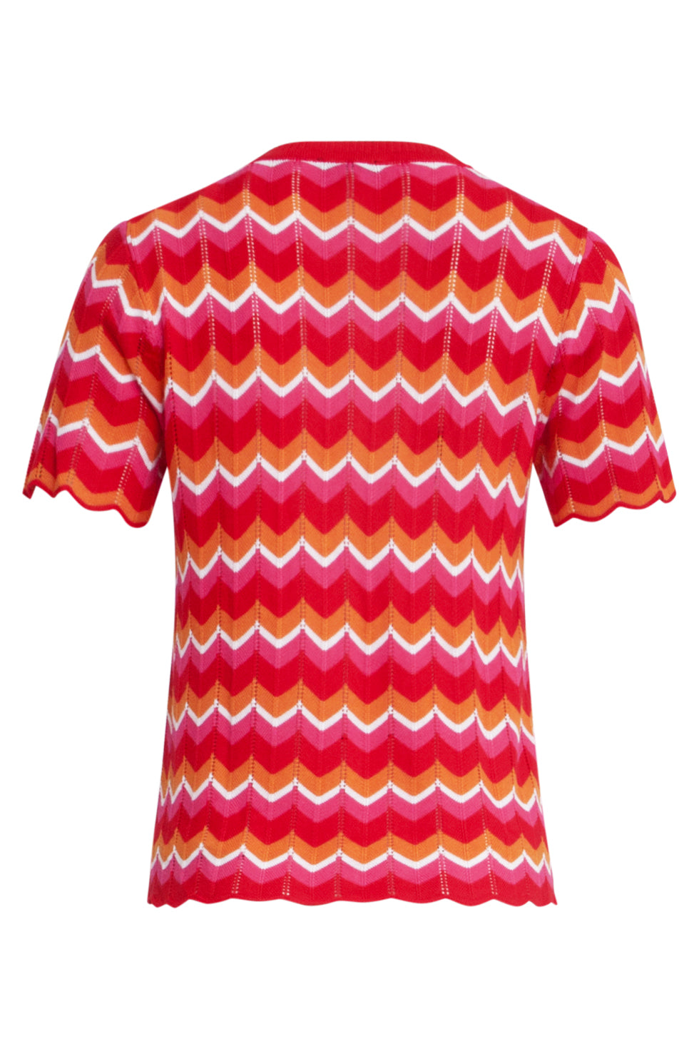 25097 Multicoloured Zigzag Knitted Top | Red-Multicolour