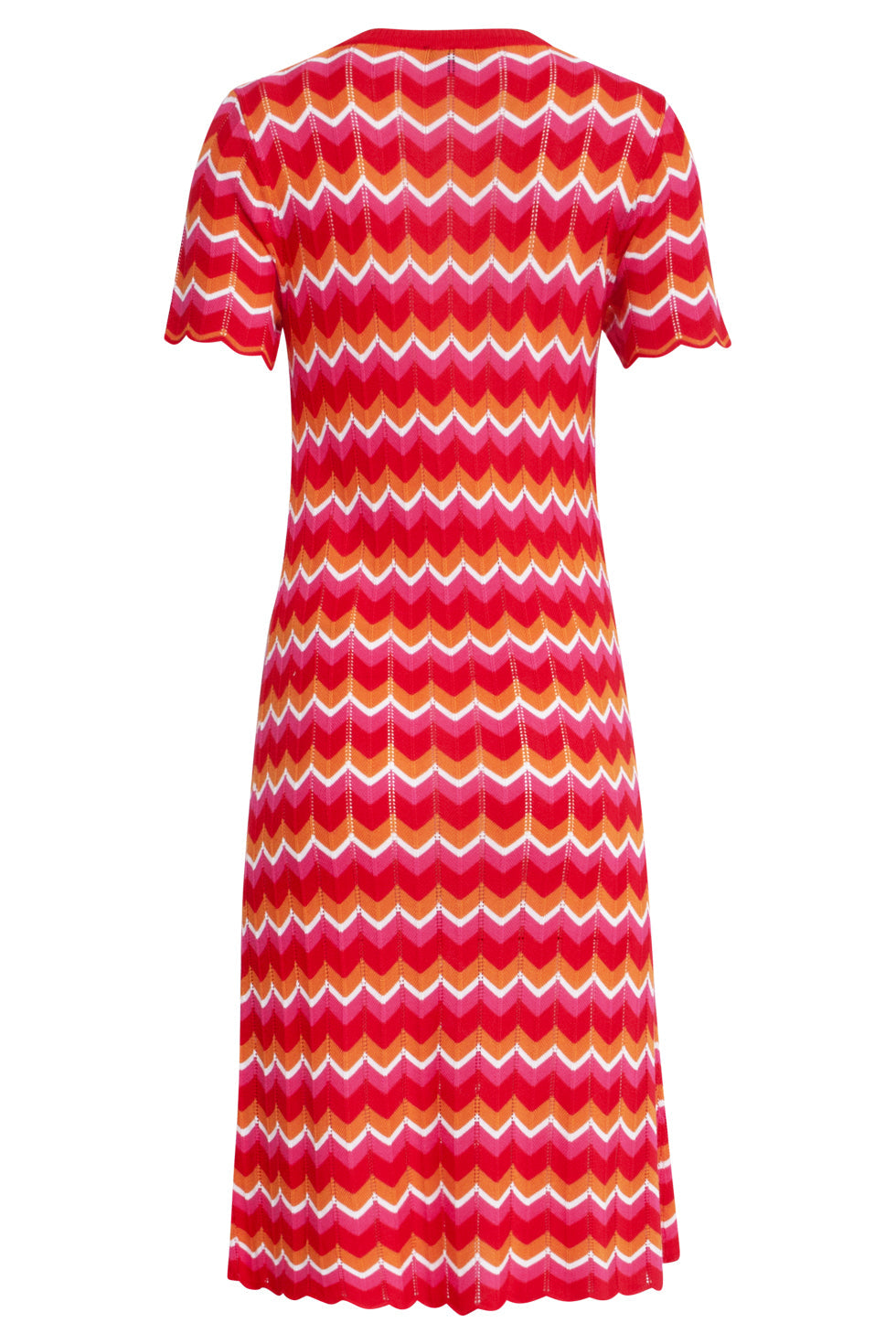 25098 Multicoloured Zigzag Knitted Jurk | Red-Multicolour
