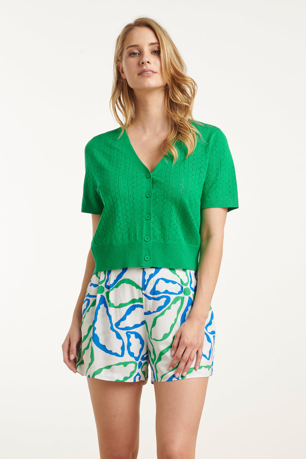 25104 Fel Gebreid Kort Vest | Green