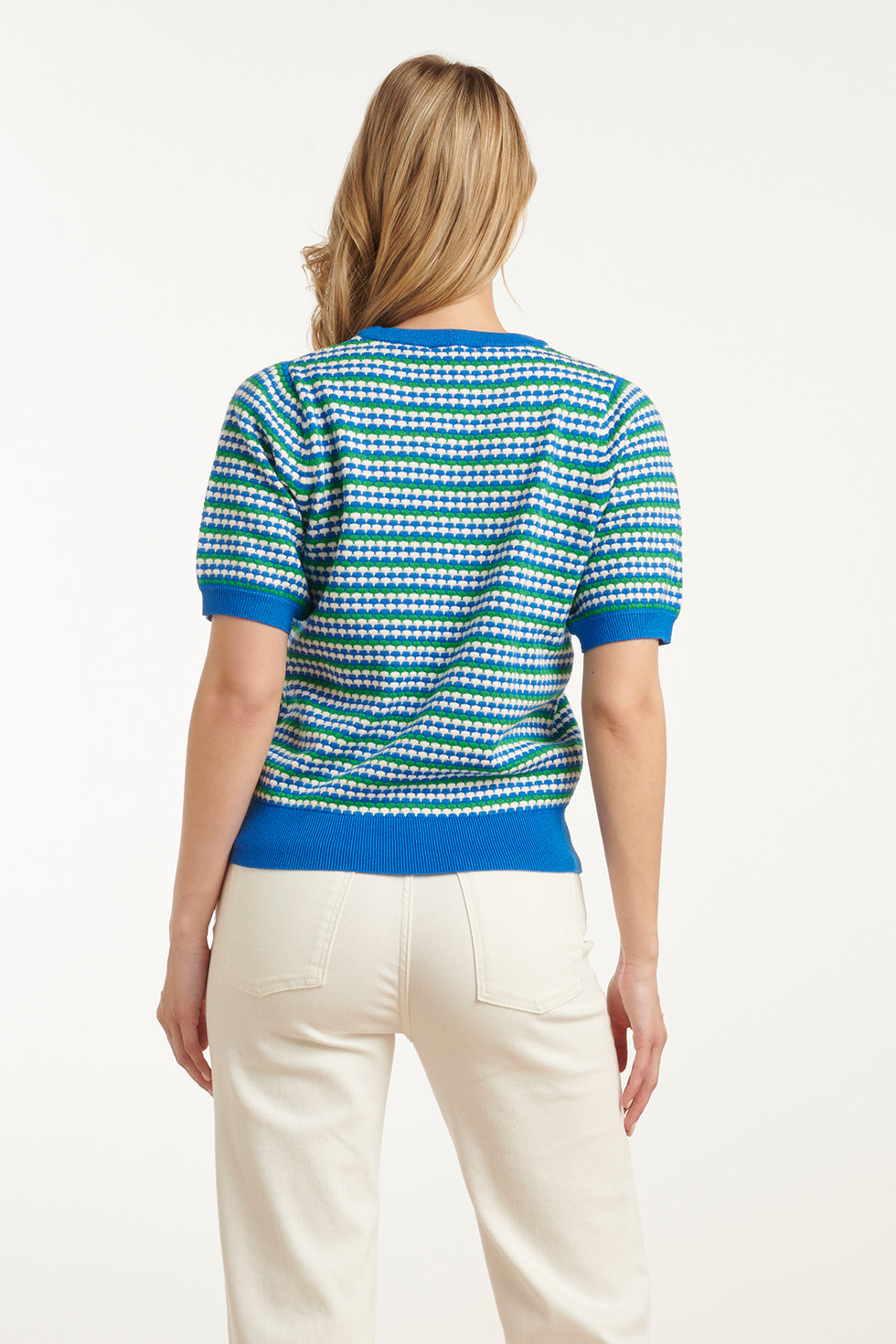 25108 Gebreide Top Met Puffy Mouwenkobalt, Fel | Cobalt-Green