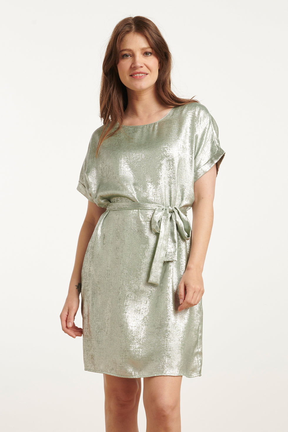 25111 Licht Metallic Zomerjurk | Soft Green