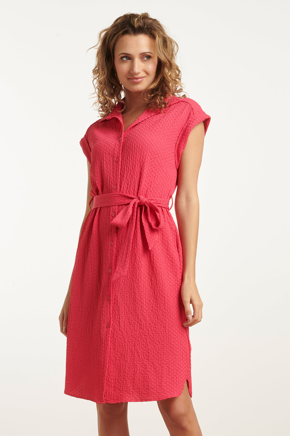 25118 Crinkle Shirtjurk | Pink