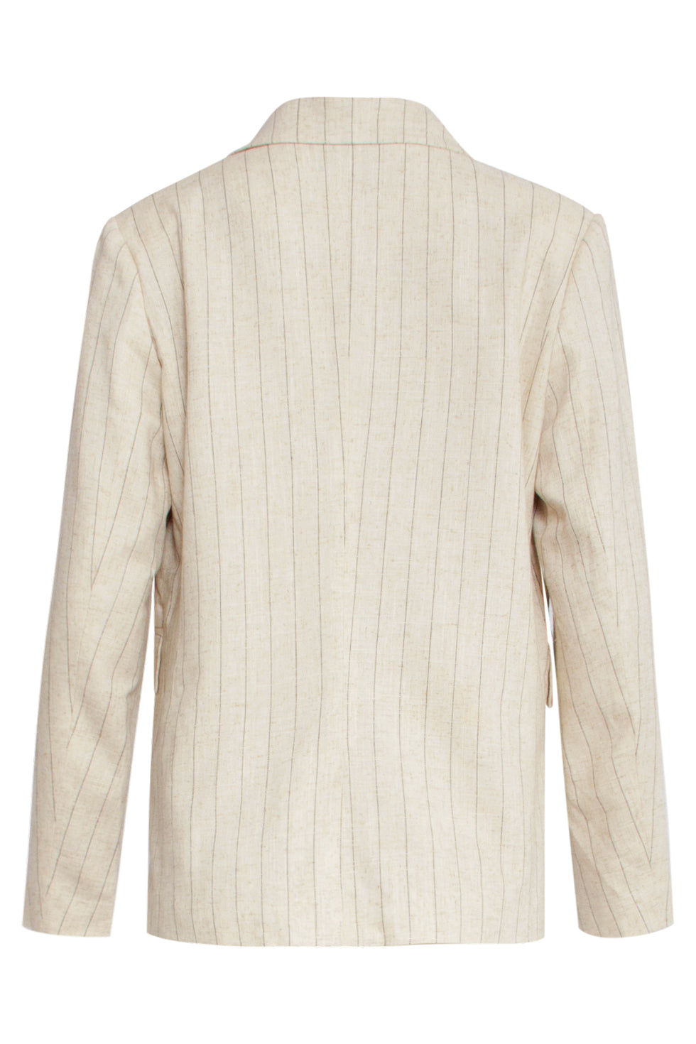 25126 Pinstriped Linen Blazer | Sand-Black