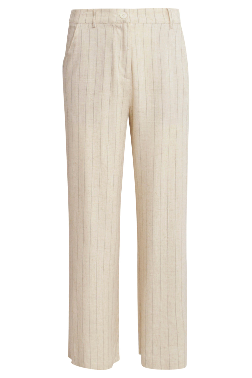 25127 Pinstriped Linnen Trousers | Sand-Black
