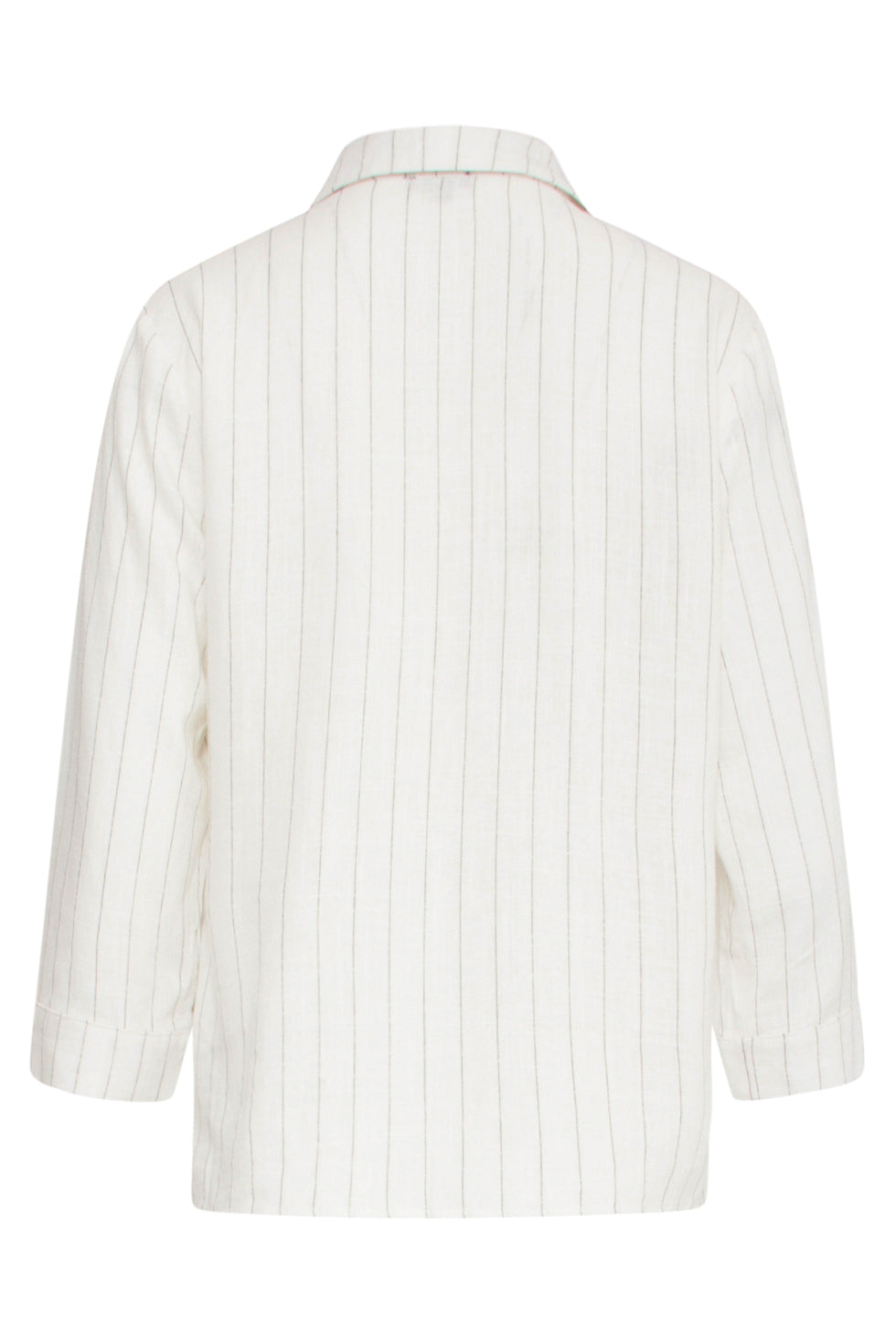 25129 Te Pinstripe Linnen Top Met V-Hals | White-Black