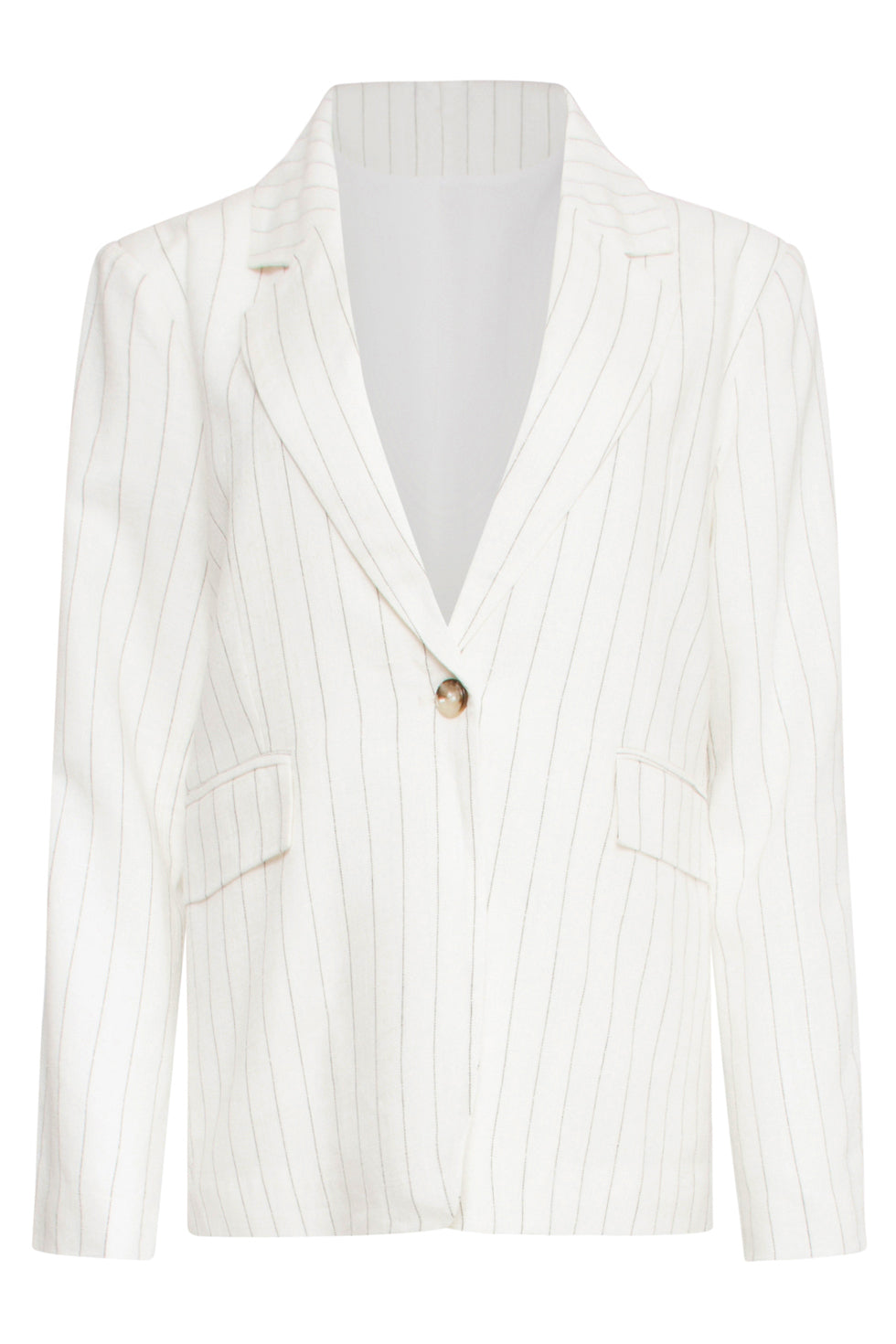 25130 Te Pinstripe Linnen Blazer | White-Black