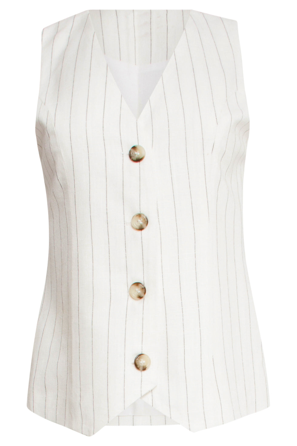 25132 Te Linnen Waistcoat | White - Black