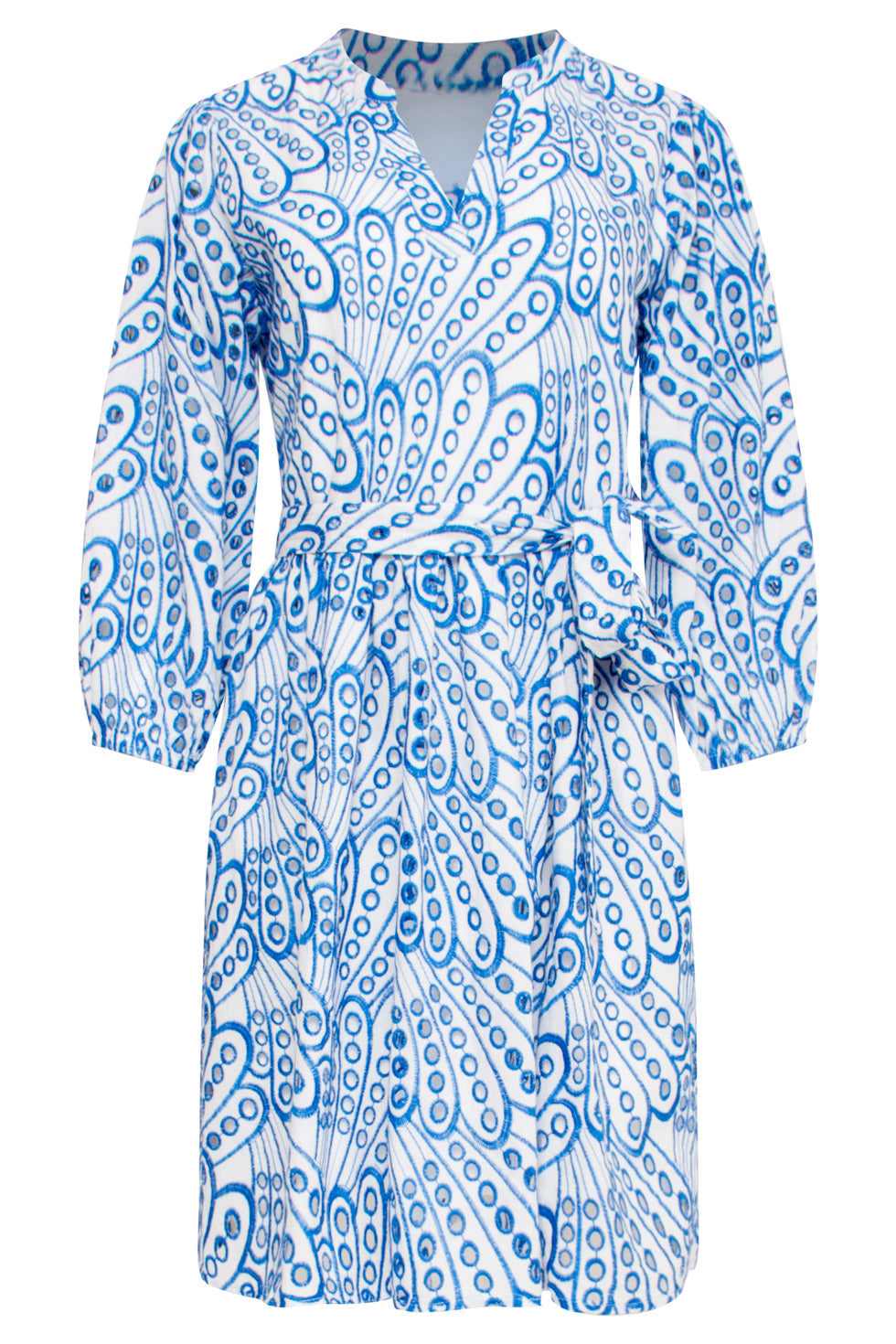 25135 Cobalt Brie Anglaise Jurk | Cobalt Blue-White