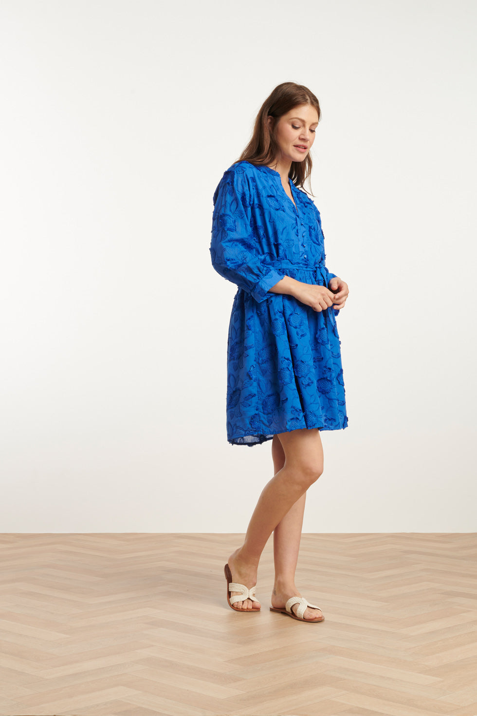 25137 Cobalt 3D Bloemen Jurk | Cobalt Blue