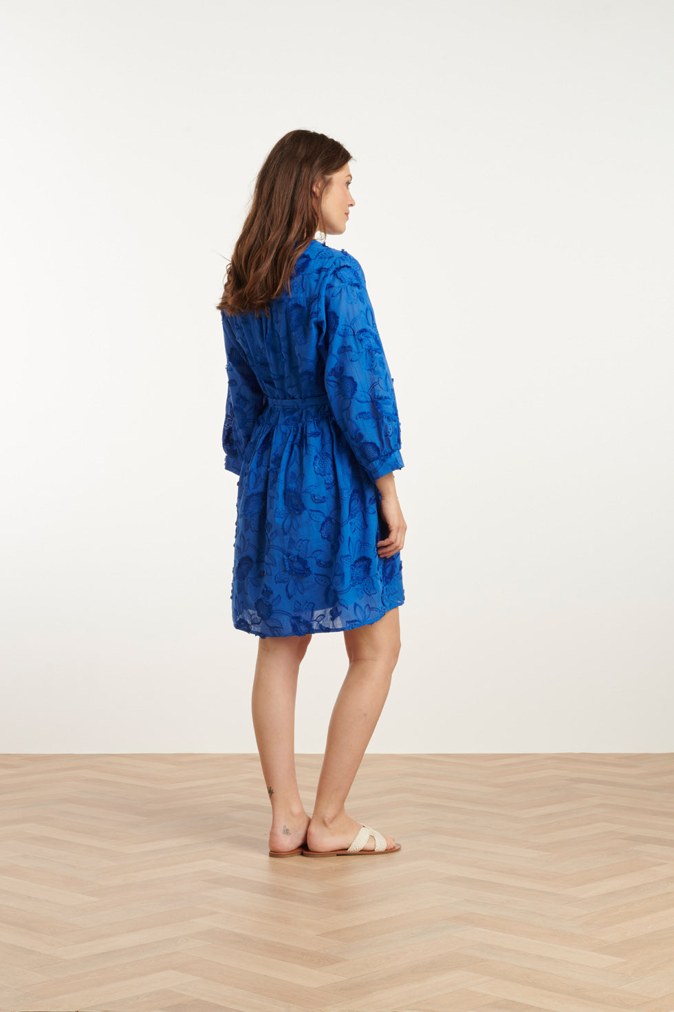 25137 Cobalt 3D Bloemen Jurk | Cobalt Blue