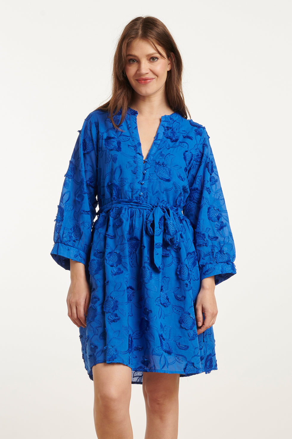 25137 Cobalt 3D Bloemen Jurk | Cobalt Blue