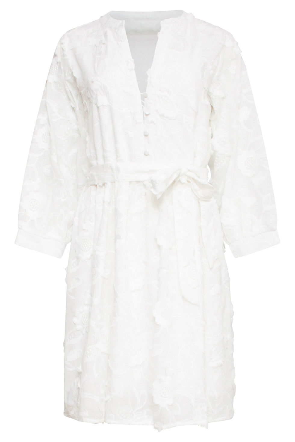 25137 Te 3D Bloemenjurk | White
