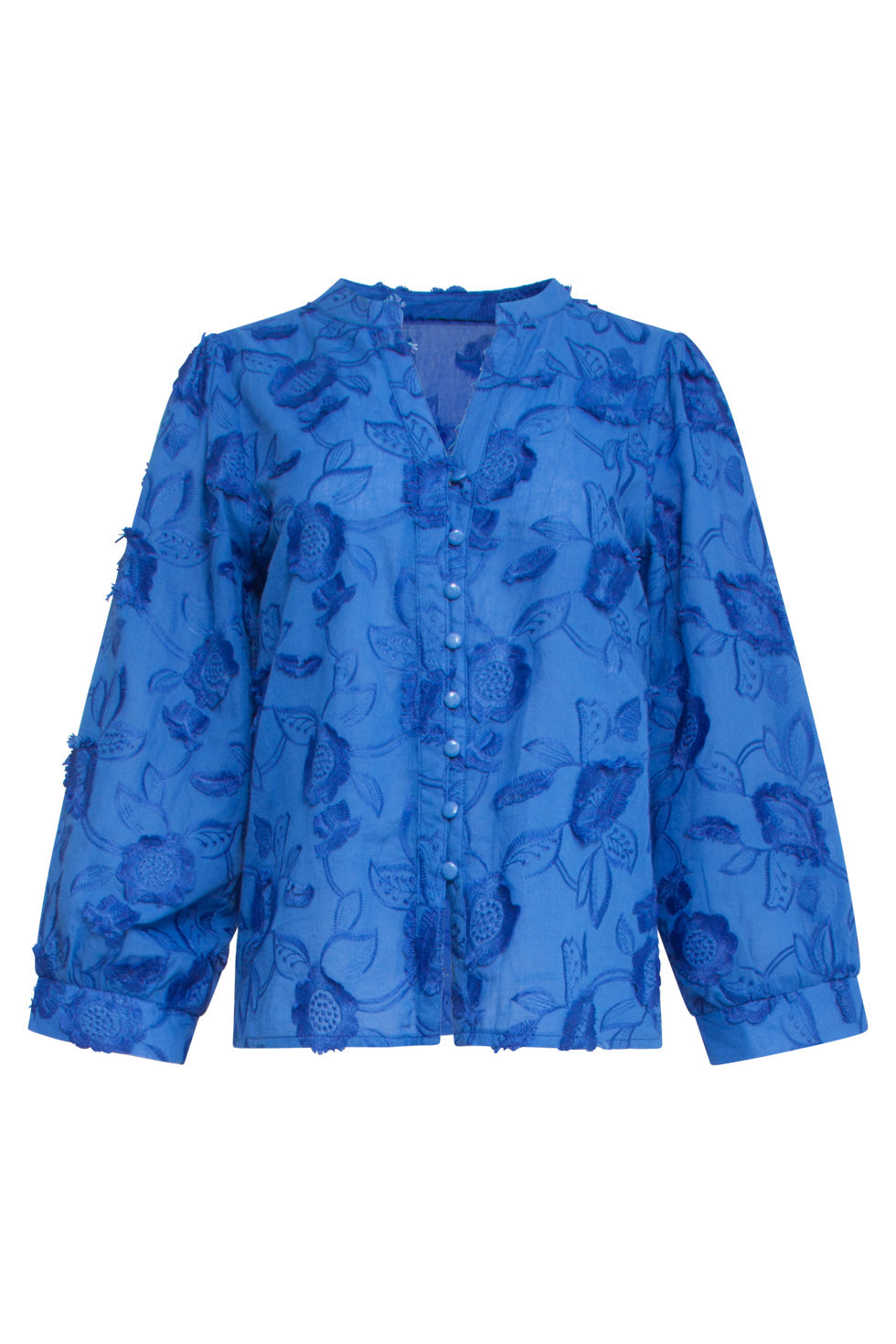 25138 Cobalt 3D Bloemen Blouse | Cobalt Blue