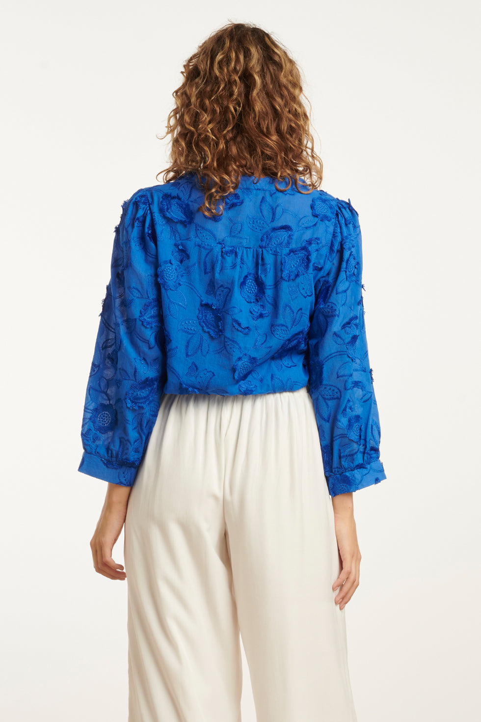 25138 Cobalt 3D Bloemen Blouse | Cobalt Blue