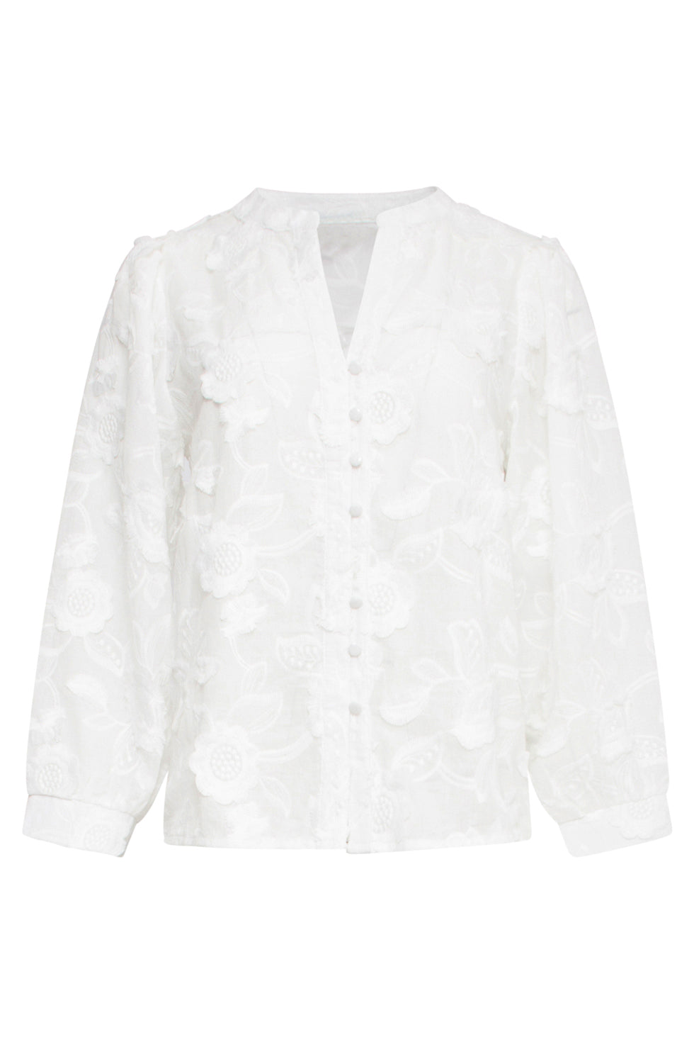 25138 Te 3d Bloemenblouse | White