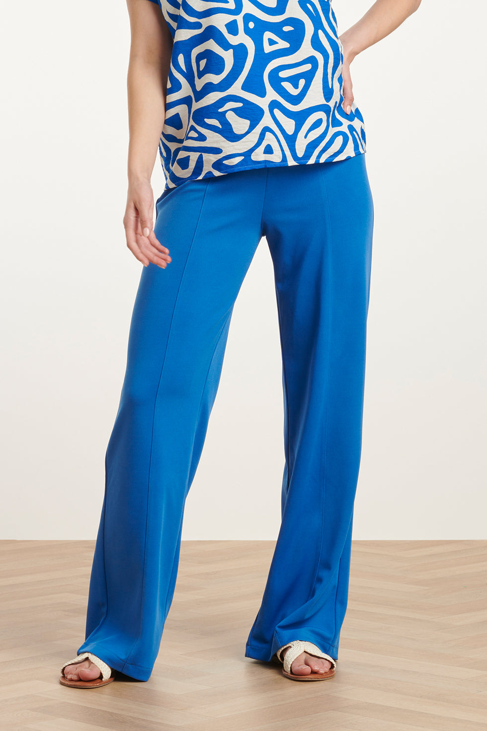 25140 Cobalt Wide Straight Leg Stretch Broek | Cobalt Blue