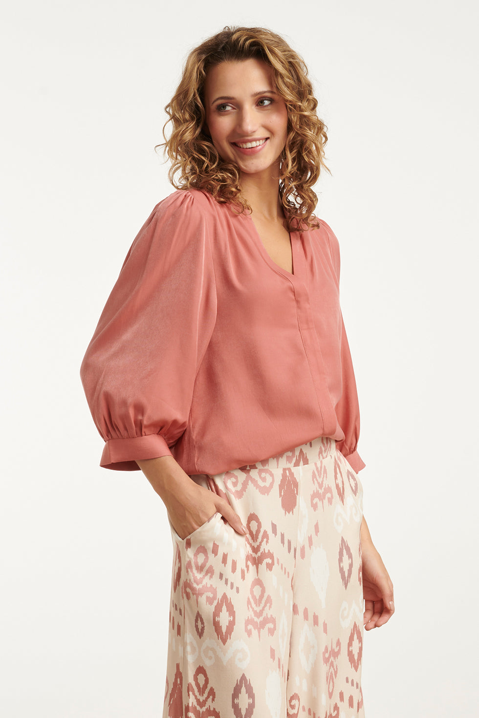 25142 Rayon Satijn Blouse | Old Pink
